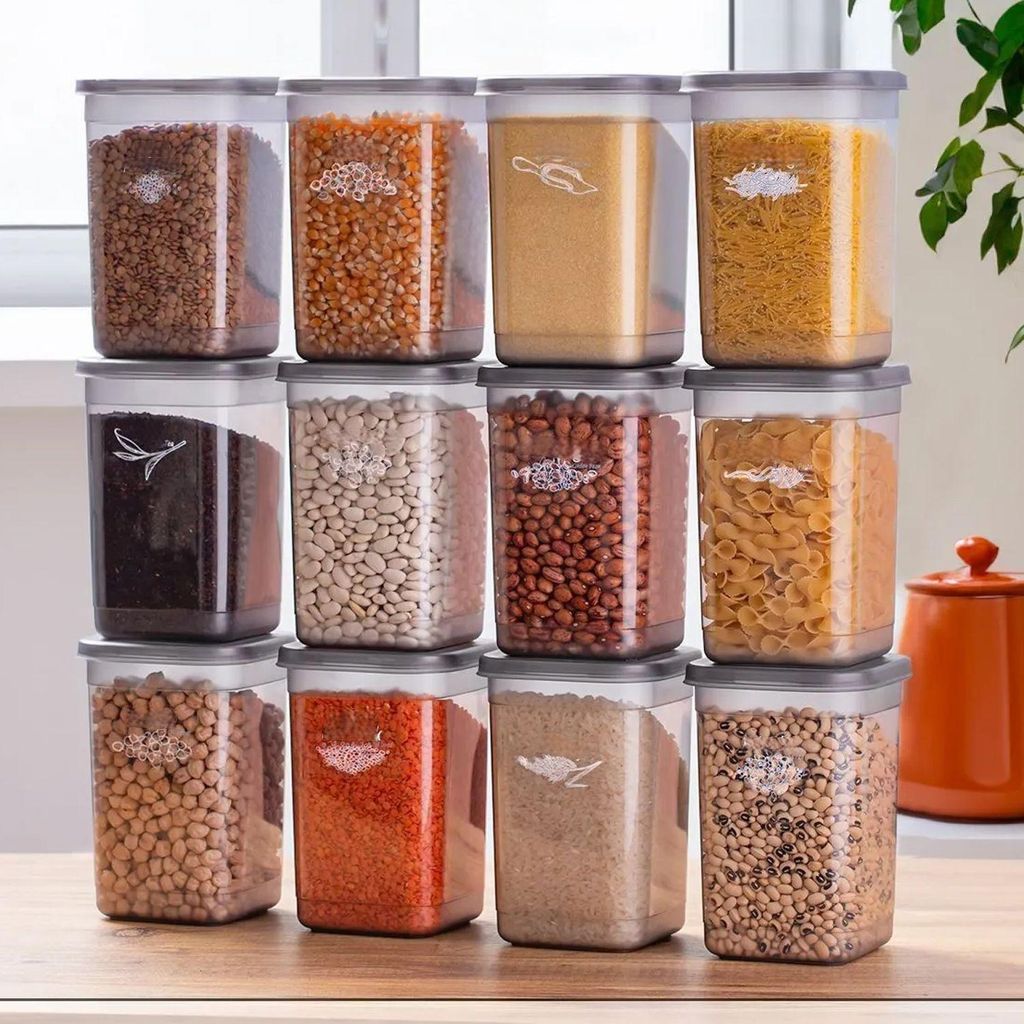 Jungengel Vorratsdosen Set 12-teilig 1,3L stapelbar luftdicht Kunststoff BPA-frei Aufbewahrungsdosen Lebensmittelboxen Küchen Organizer transparent
