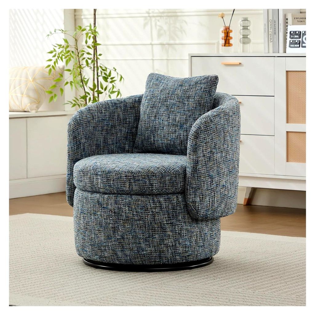 Drehsessel 360° drehbarer Akzentsessel mit verstecktem Stauraum und vollem Rückenkissen, moderner Sofa-Wohnzimmersessel für Schlafzimmer, Ecke, ...
