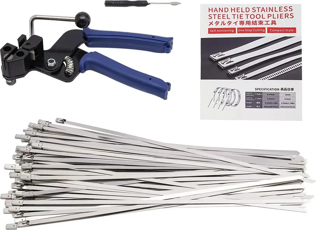 Pistola Stringifascette Acciaio Inox HRC60 12mm Blu Professionale