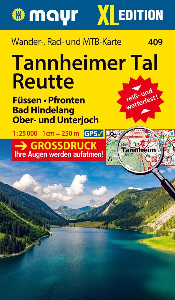 Mayr Wanderkarte Tannheimer Tal, Reutte, Füssen, Pfronten, Bad Hindelang, Ober- und Unterjoch, XL 1:25.000: Wander-, Rad- und Mountainbikekarte, e...
