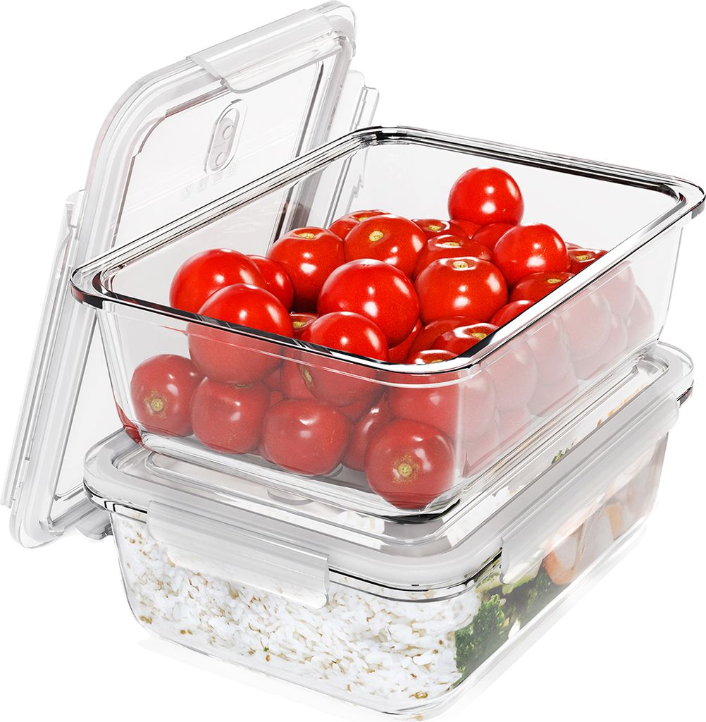 classbach Frischhaltedosen Glas mit Deckel | 2er Set | für Mikrowelle Spülmaschine Gefrierfach Ofen geeignet | Meal Prep Boxen Glas | C-FHD 4024 G