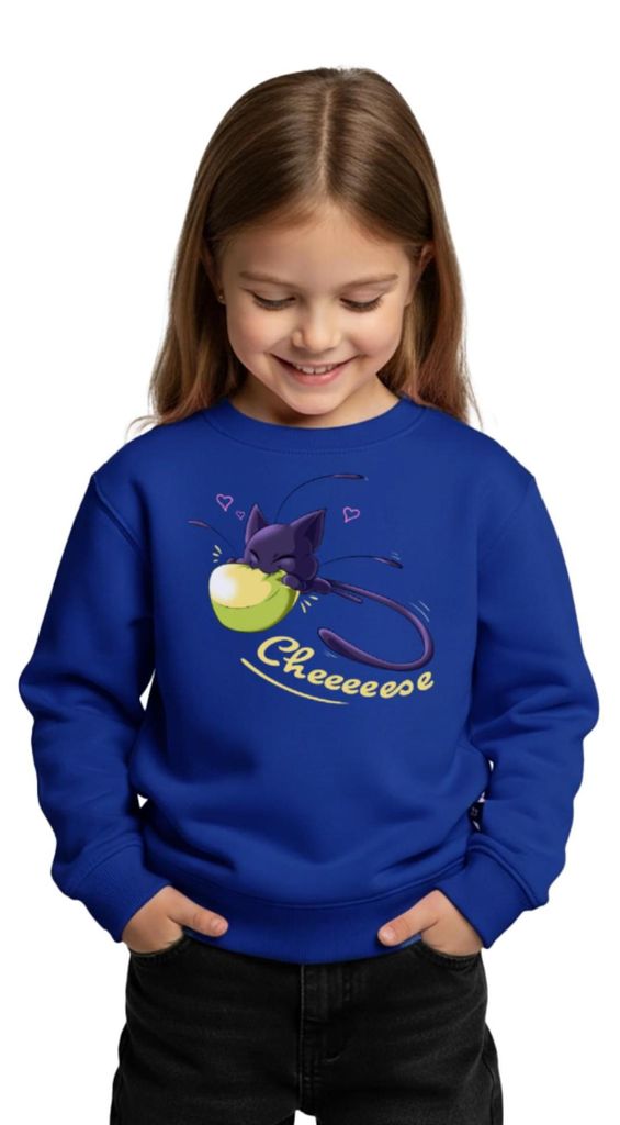 Spreadshirt Miraculous Plagg Liebt Käse Camembert Kinder Premium Pullover, 158/164 (12 Jahre), Royalblau
