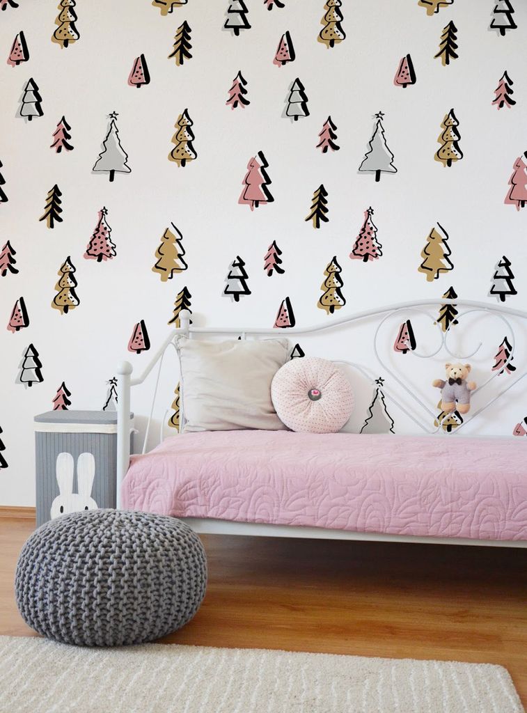 Coloray Fototapete 208x146 cm An Einer Wand Latex Latextapete - Skandinavische Pastellwaldbäume