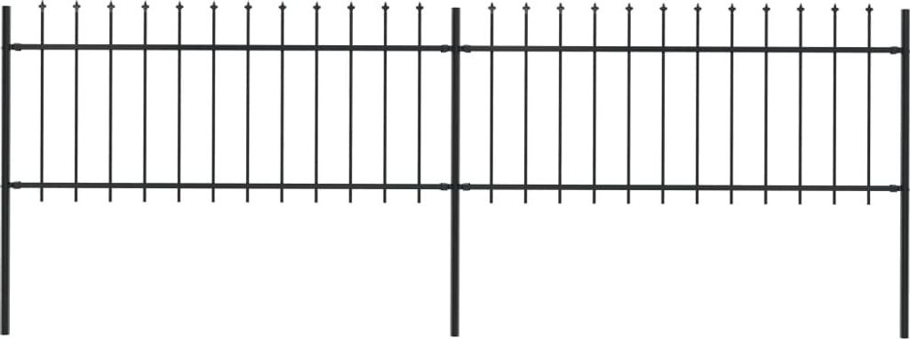 Gartenzaun mit Speerspitzen Stahl 3,4 x 0,8 m Schwarz