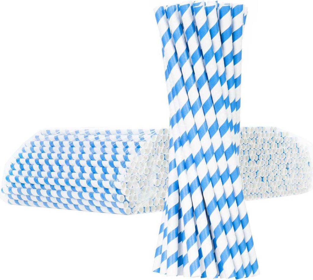 -Papiertrinkhalme PAPIERTRIMME 6/205mm - weiß und blau 500Stk.