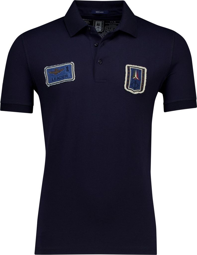 Aeronautica Militare Regular-Fit-Polo in Marineblau mit Aufnähern