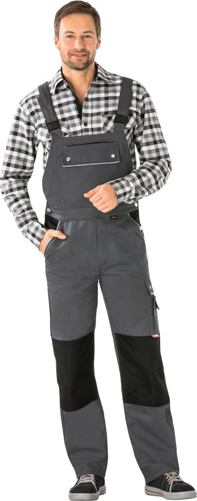 Planam  Canvas 320 Latzhose grau/schwarz Gr. 60, 2133060 Produktbild 