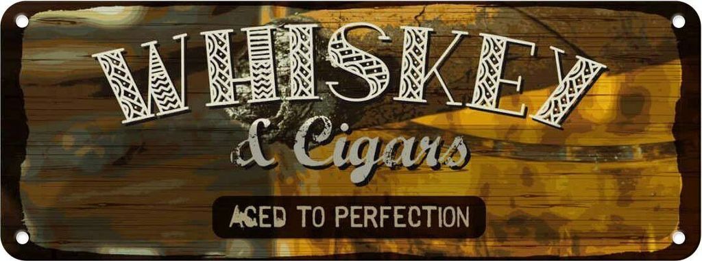 vianmo Blechschild 10x27 cm Whiskey & Cigars aced to perfection