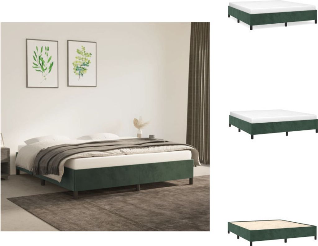 vidaXL Bettgestell Dunkelgrün 180x200 cm Samt - Betten & Bettgestelle