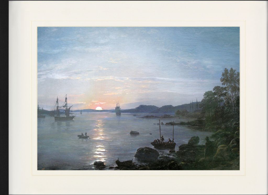 Johan Christian Dahl Gerahmtes Bild Mit Edlem Passepartout | Wand-Bilder | Im Bilderrahmen - Fjord Bei Holmestrand, 1834 (60 x 80 cm)