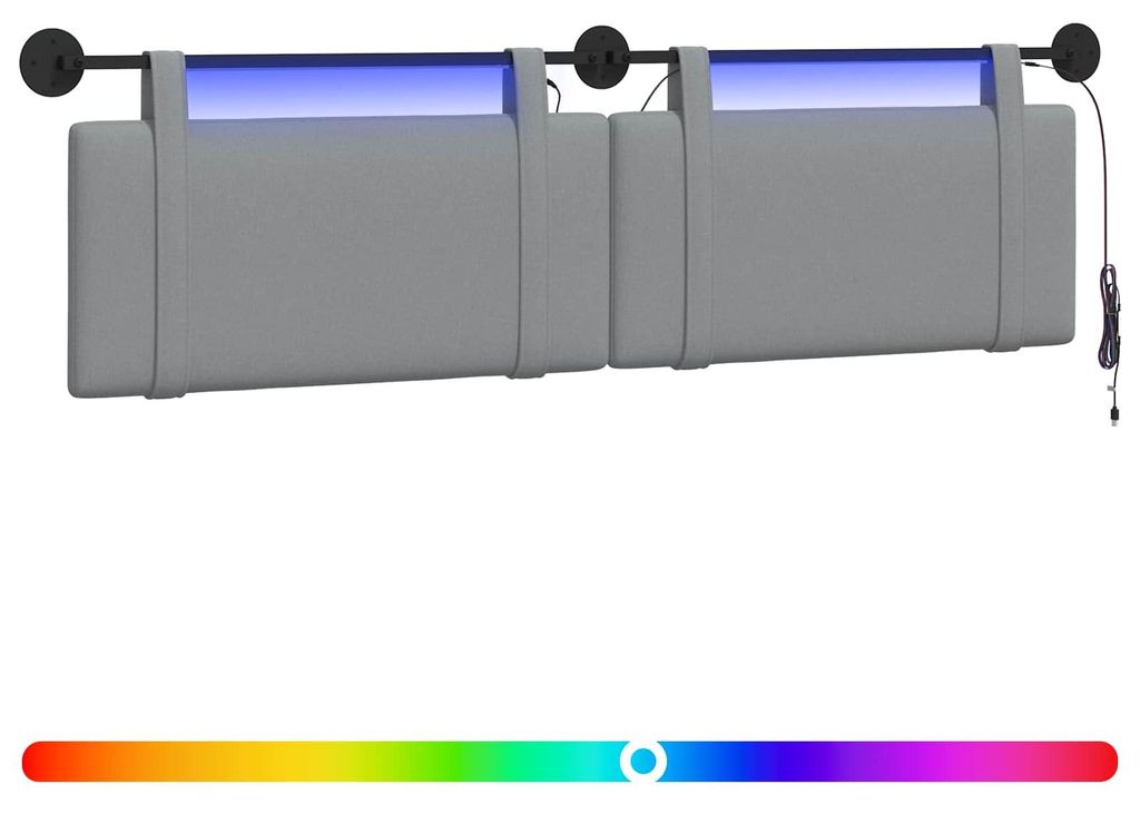 vidaXL Hängendes Kopfteil Mit LED Licht Hellgrau Stoff