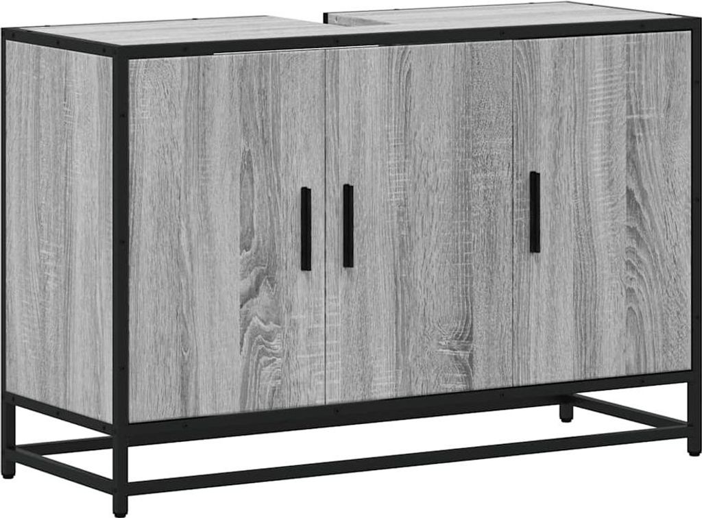 vidaXL Waschbeckenunterschrank Grau Sonoma 90x33x60 cm Holzwerkstoff