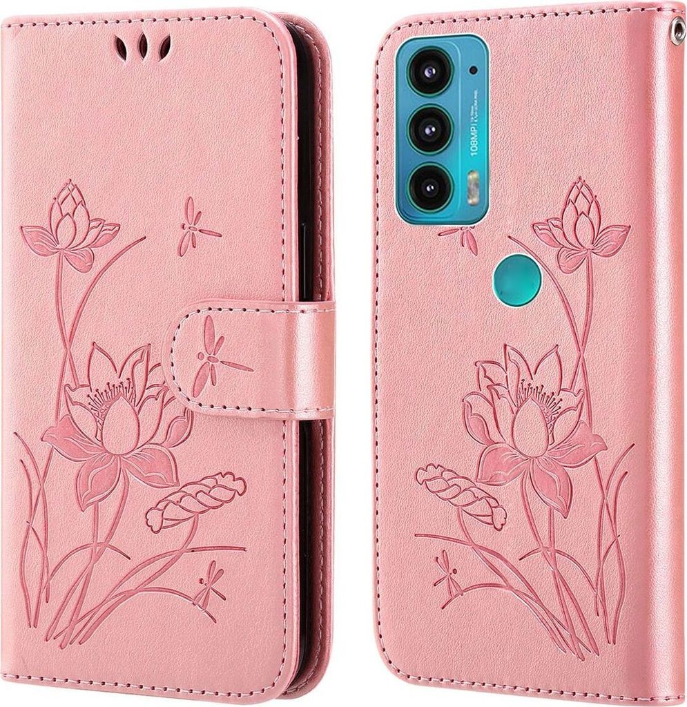 König Design Hülle kompatibel mit Motorola Moto E20 / E30 / E40 Kunstleder Handyhülle - Handy Case Rosa