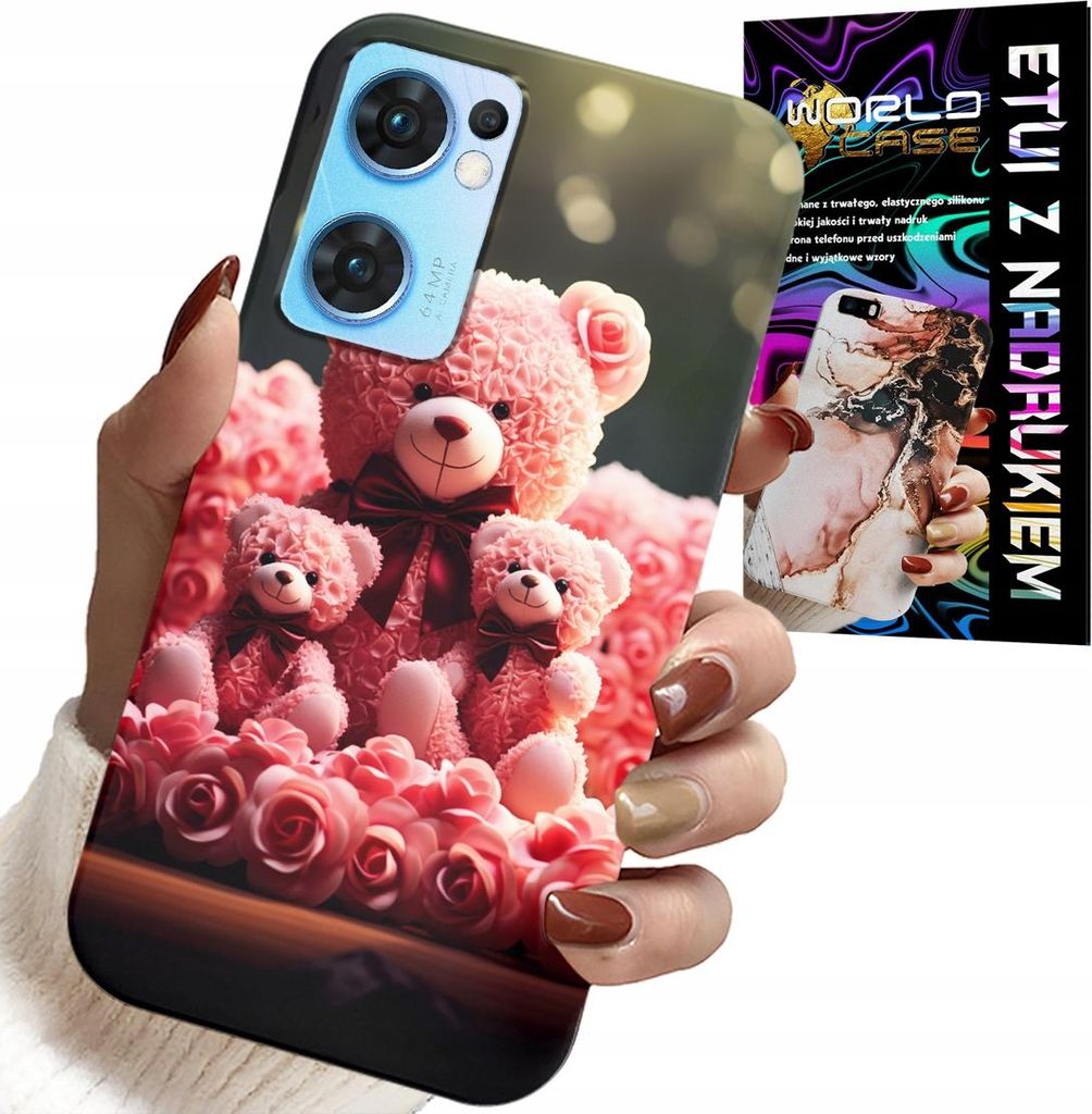 Hülle für Oppo Reno7 5G - "Familie der rosafarbenen Bären" – Geschenk + Schutzfolie