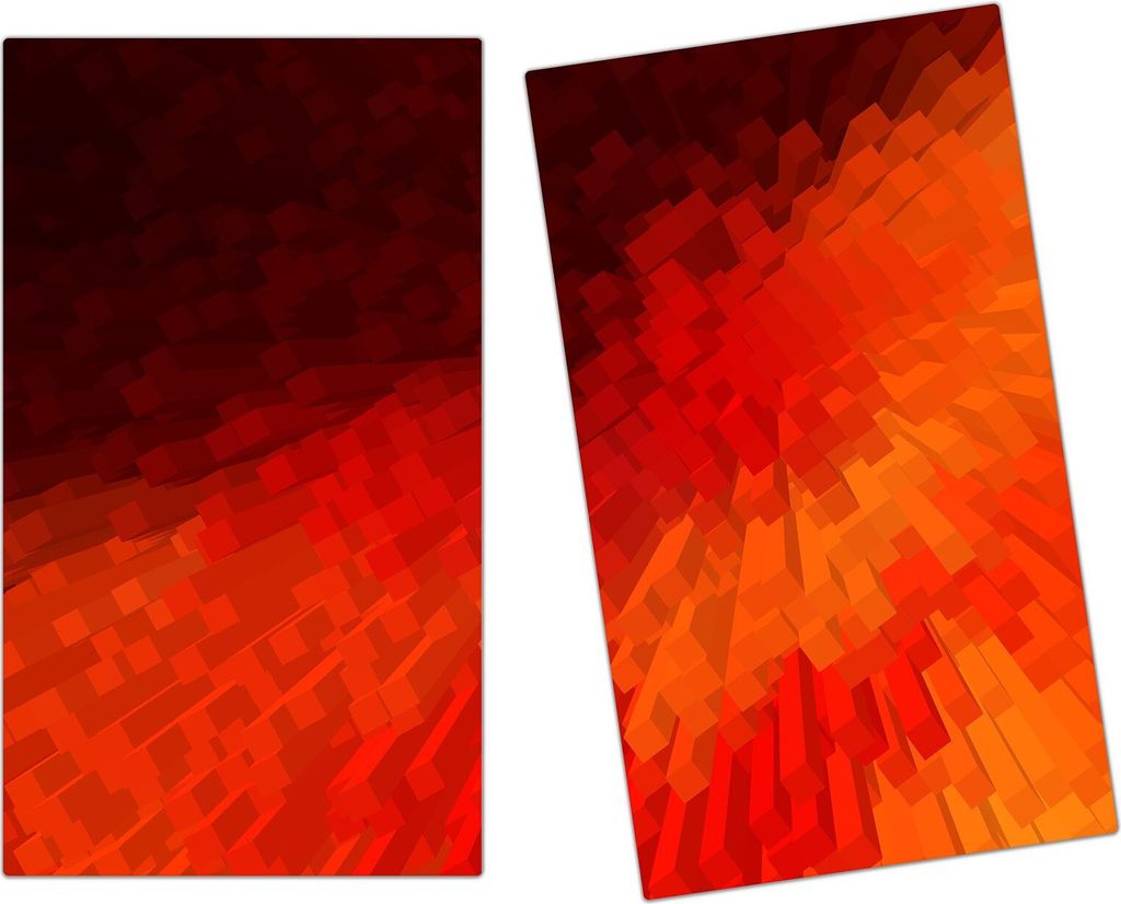 Spritzschutz Herdabdeckplatte Schneidebrett aus Glas Blöcke als Hitntergrund 2-Teilig (60x52cm)