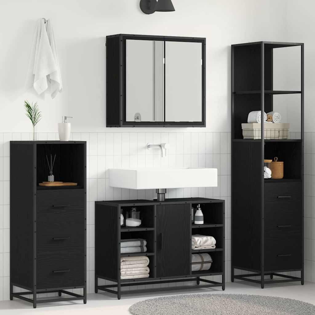 Maison Exclusive - Badezimmermöbel-Set 3 pcs Schwarz Eichen-Optik Holzwerkstoff