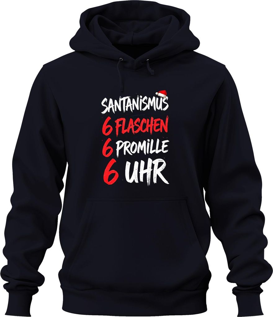 SANTANISMUS 6 FLASCHEN 6 PROMILLE Lustig Weihnachtsfeier Geschenk Uni Hoodie Kapuzenpullover, Navy, XXL