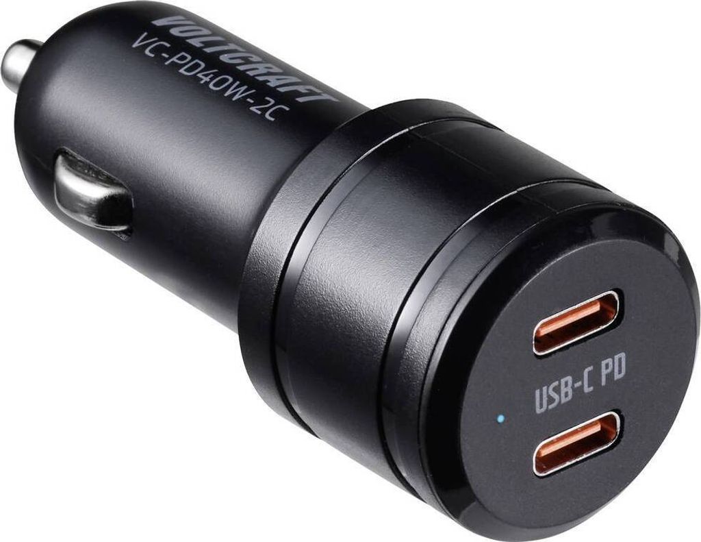VOLTCRAFT VC-PD40W-2C USB Ladegerät 40 W 2x USB-C USB PD Schwarz KFZ USB Power Delivery (USB-PD)