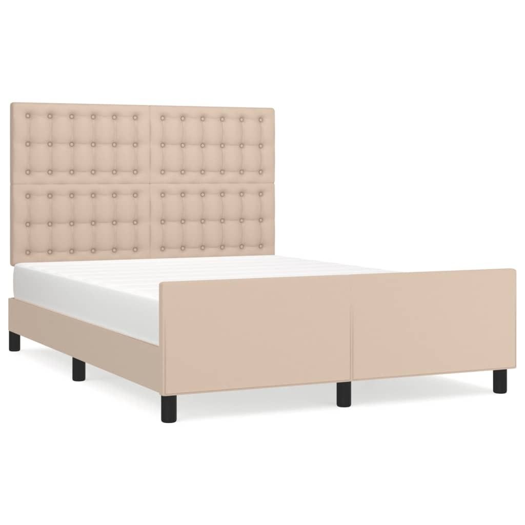 vidaXL Bettgestell mit Kopfteil Cappuccino-Braun 140x200 cm Kunstleder