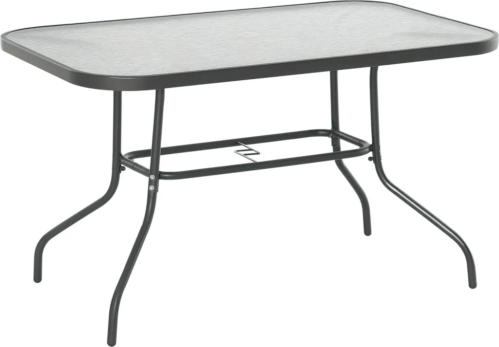 Table de Jardin Durable Outsunny Gris sans Entretien Verre et Acier