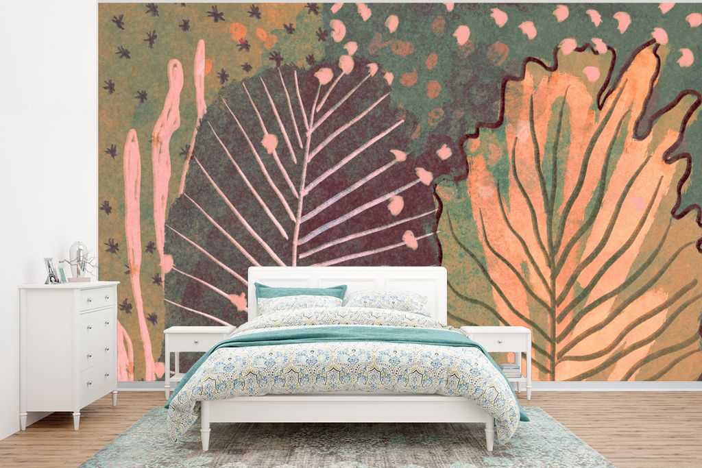 MuchoWow Fototapete für Wohnzimmer oder Schlafzimmer Wandtapete Vinyl Motivtapete Vintage - Herbst - Kunst - Wald - Natur - 400x300 cm - Papiert...