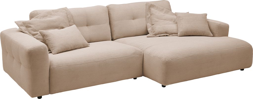 KAWOLA Sofa MIKA Ecksofa XL Cord taupe Longchair rechts