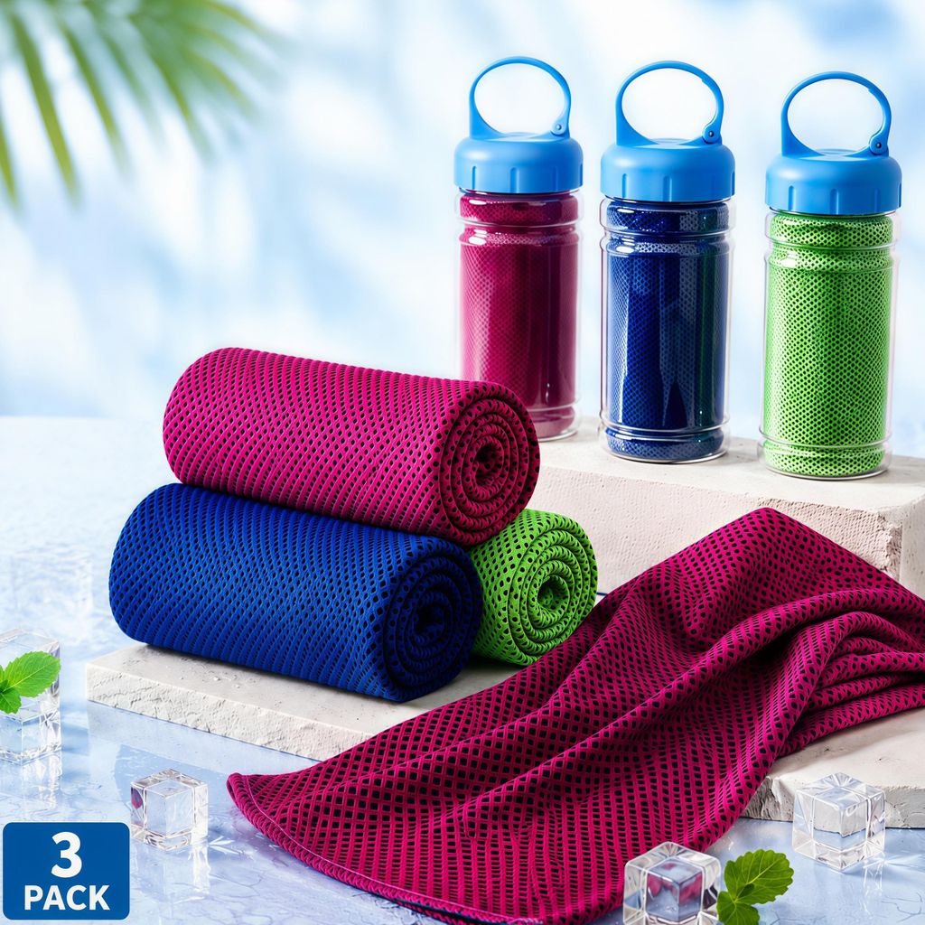 3 Stück Kühlhandtuch Cooling Towel, 100 x 30 cm, sofort Produktbild 