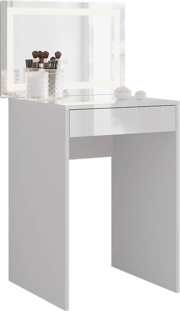 Coiffeuse Vicco Sherry blanc brillant 51,4cm miroir LED modèle 57674 - 6