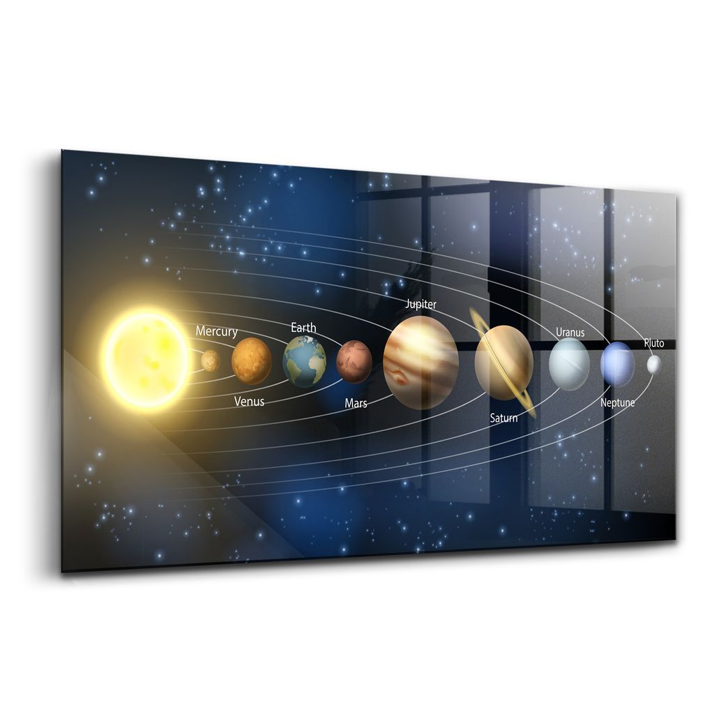 Glasmalerei - dekorative Malerei - moderne Malerei - 100x50 - Sonnensystem