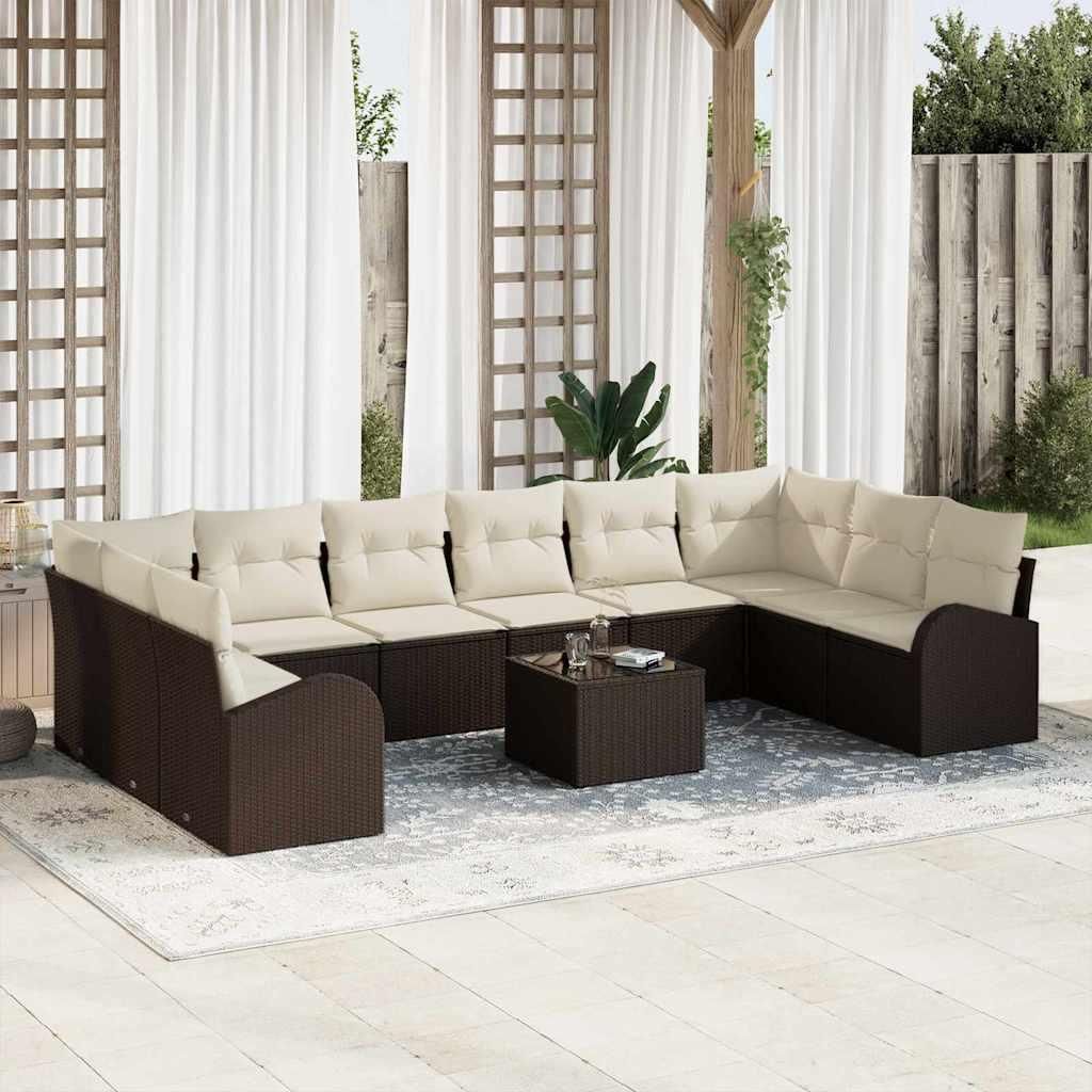 Maison Exclusive - Sofa Set mit Kissen 11 pcs Braun Polyrattan