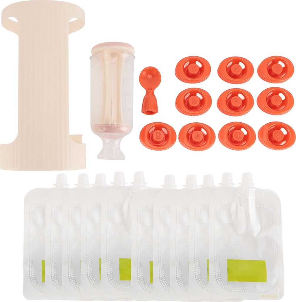 Squeeze Station für hausgemachte Babynahrung Plastikfruchtpüree Beutel -Füllmaschinen mit 10 Prozent 118 ml Beutel Beige