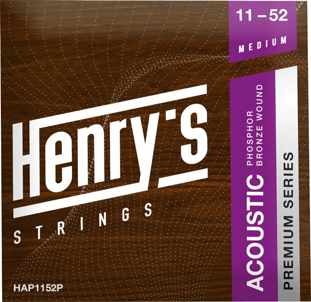 Cordes guitare acoustique Henry's Phosphor Premium 11-52 Custom Light
