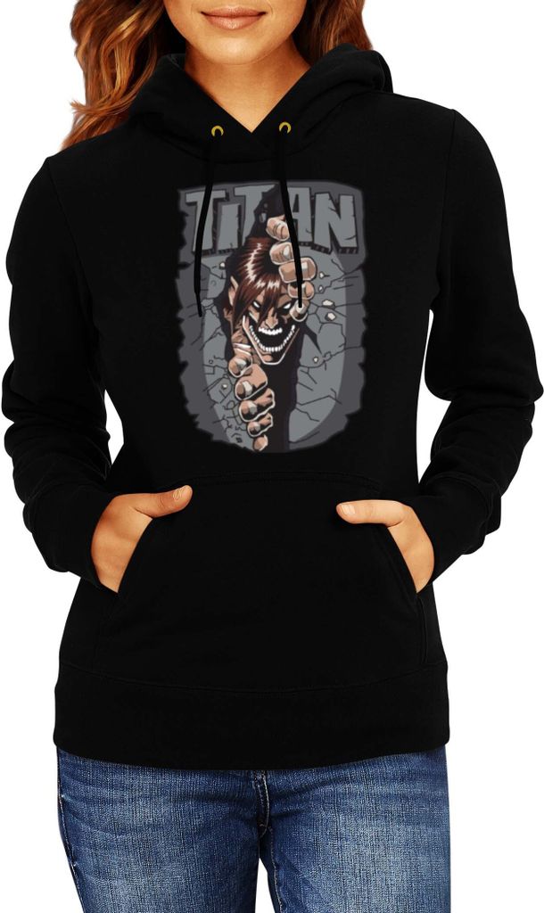 Damen Kapuzenpullover Japan Manga Comics Anime Attack Anime On Titan Angry Var-041 Angry Beasts, Lady 2XL / Schwarz