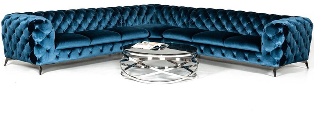 Samt Eck Luxus Chesterfield Sofa Polster Ecke Couchen Sitz Couch Sofas Garnitur