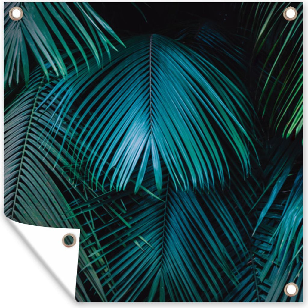 MuchoWow 50x50 cm Outdoor-Poster Gartendeko Sichtschutz Garten Poster für den Garten Palmen - Dschungel - Blätter