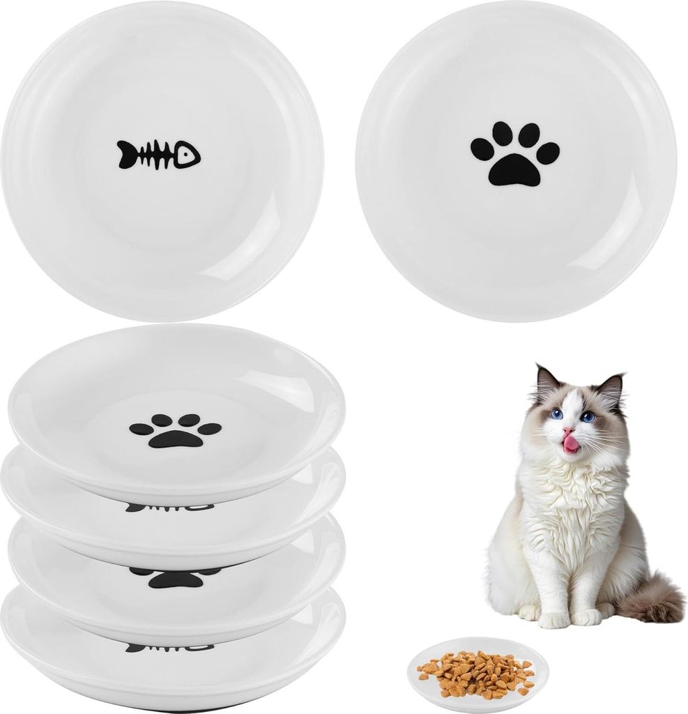 Keramische Antislip-Katzenfutterbä bowls - Set von 6 Stück, Durchmesser 15 cm