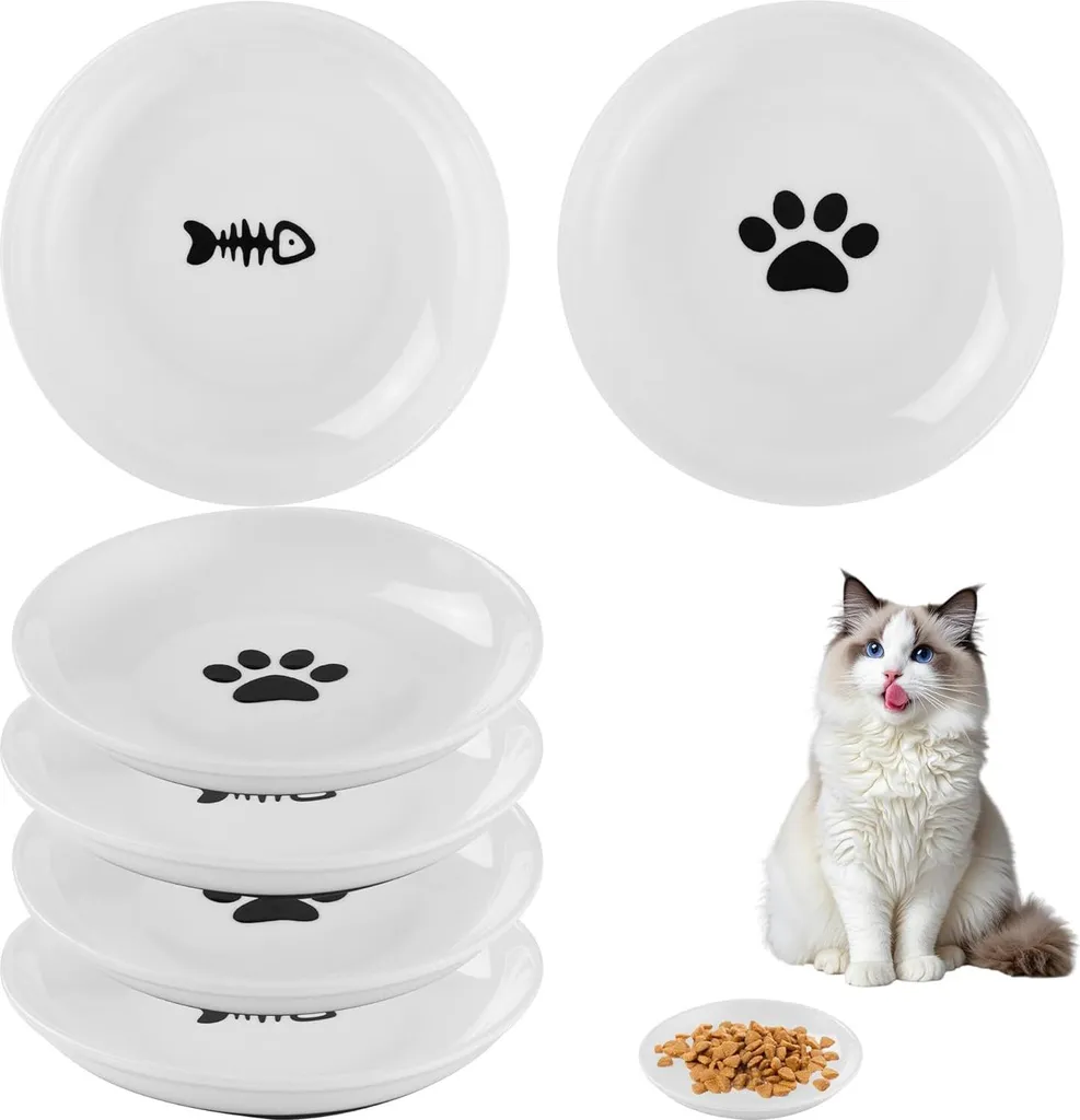 Lot de 6 bols en céramique 15cm pour chat et chiot avec socle antidérapant