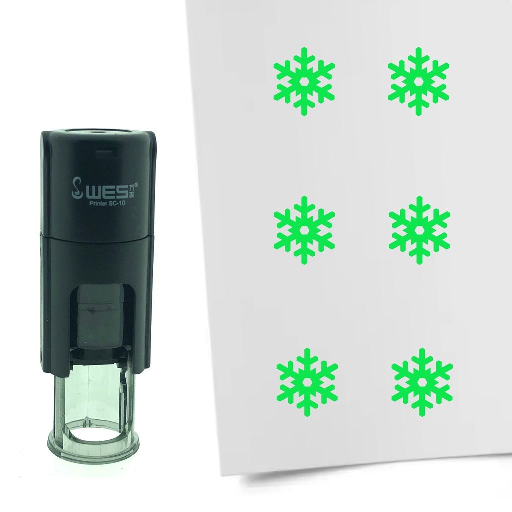 CombiCraft Selbstfärbender Stempel 'Schneeflocke' in der Farbe Grün, Ø10mm