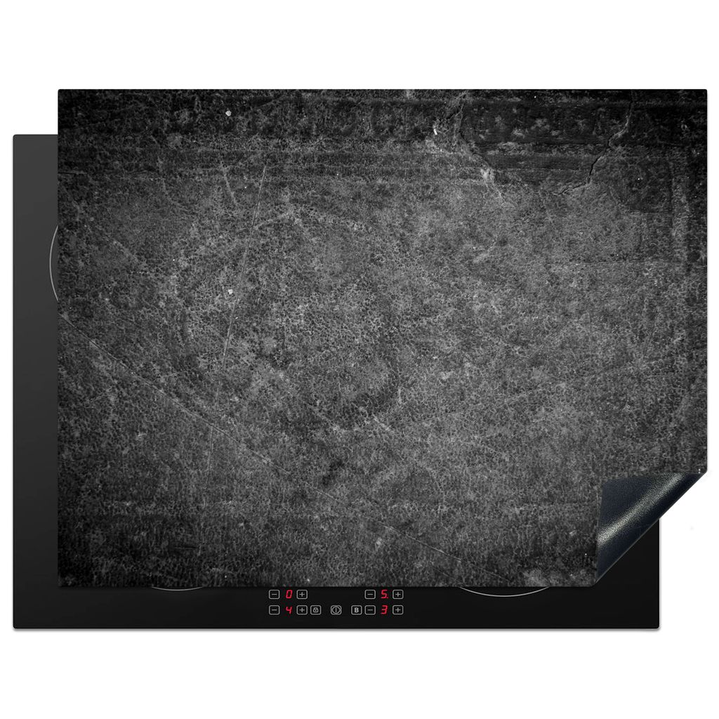 KitchenYeah Herdabdeckplatte Leder - Strukturiert - Industriell - Grau , 77x59cm, Küche Deko, Glaskeramikkochfeld Herdabdeckung, Abdeckplatte f...