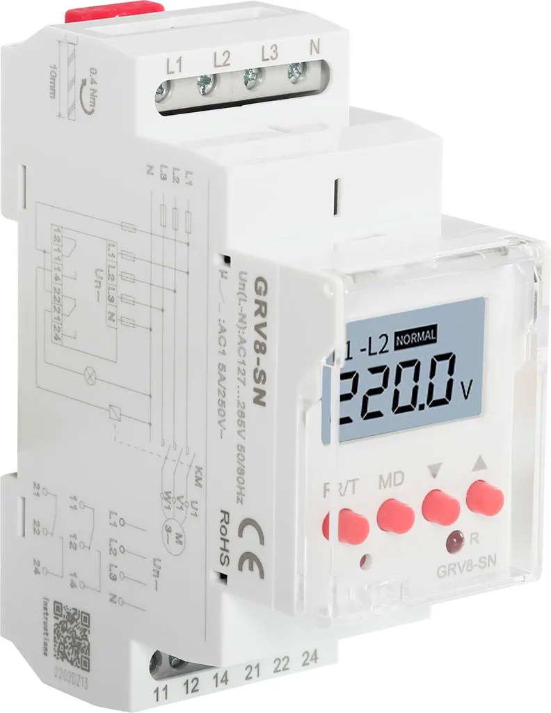 Contrôleur de réseau triphasé GRV8-SN avec protection inversion de phase