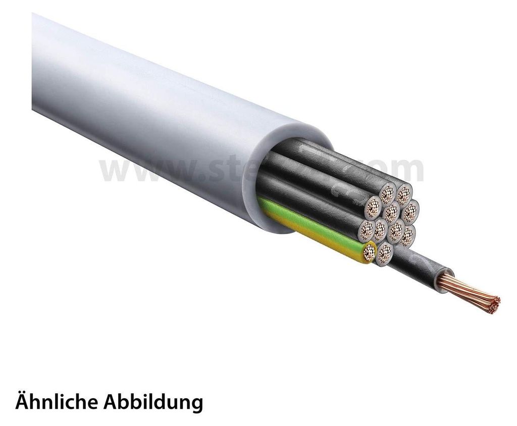 A cutaway view of a multi-conductor electrical cable.