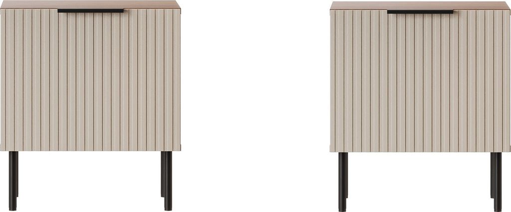 Furniture24 Nachttisch 44 X 50 X 42 Cm Almera 7 Nachtschrank 2 Stck. Nußbaum / Kaschmir