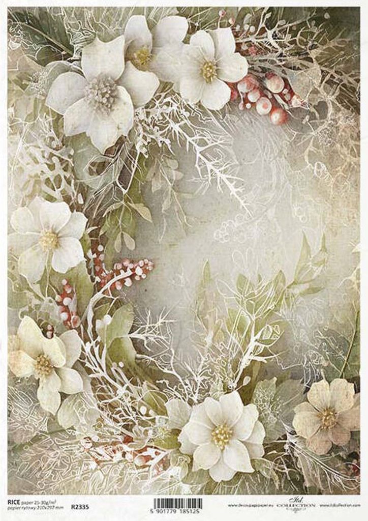 ITD Reispapier Decoupage Bastelpapier Serviettentechnik-R2335 Winterstrauß, Blumen