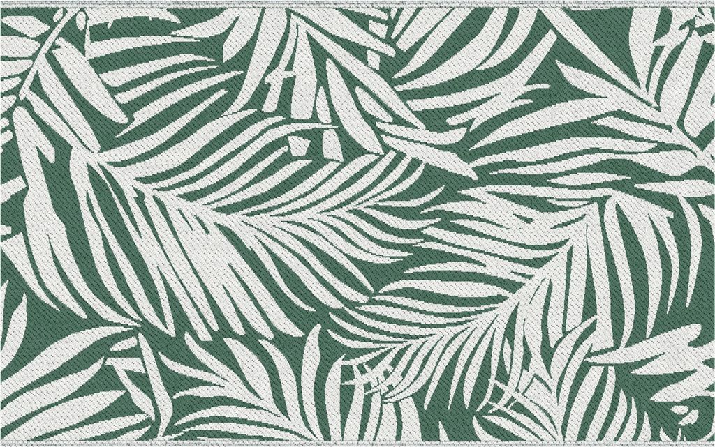 Outdoor Teppich Wendbares Wetterfest Outdoorteppich Carpet mit Blätter-Muster, 152 x 243 cm Dunkelgrün