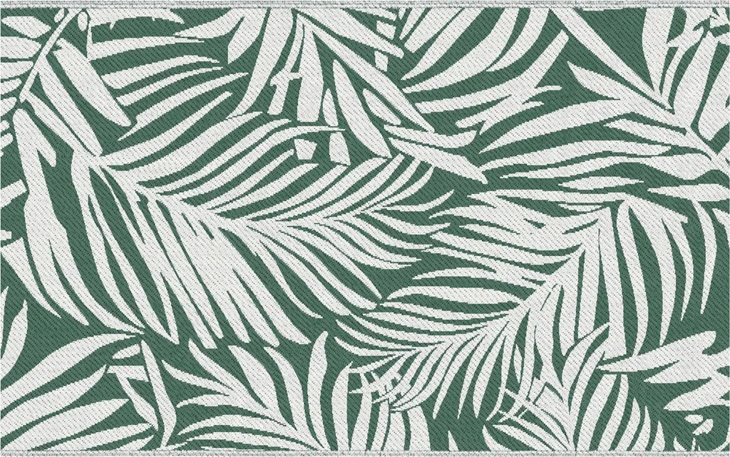 Grand tapis de terrasse feuilles vertes en plastique recyclé 152x243 cm