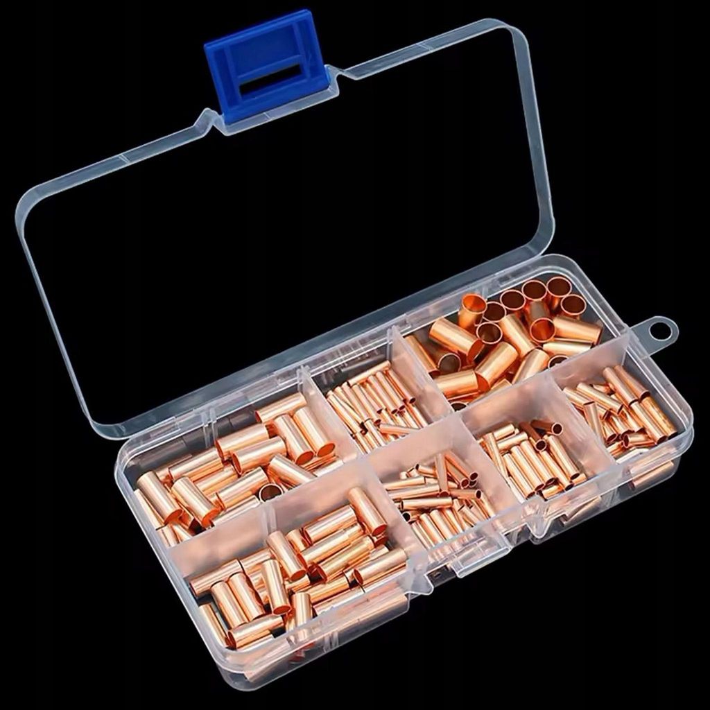 Kupferhülsen Set GT250 – 250 Stück | Reine Kupferhülsen 2–22 mm² | Löten und Crimpen | Elektrik Industrie Auto