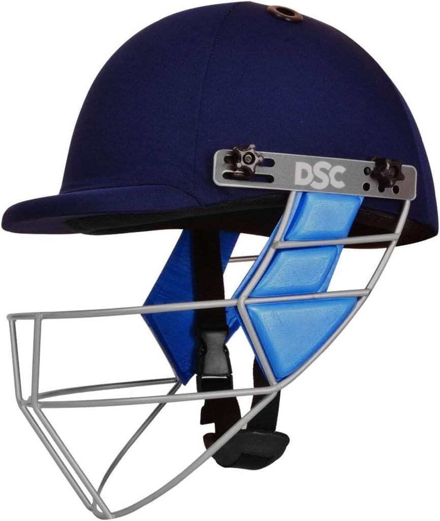 DSC GUARD Cricket-Helm | Marineblau | Größe: Small | Für Männer & Jungen | Stahlgitter | Verstellbarer Rückenstützriemen | Abnehmbares und waschbares Schweißband | Leichtgewicht
