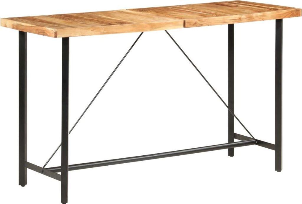 vidaXL 9-tlg. Bar-Set Massivholz Akazie, Echtleder und Canvas