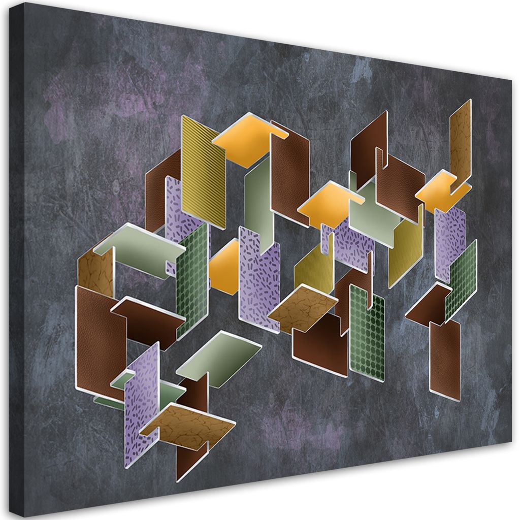 Leinwandbild 3D-Puzzle 60x40 Feeby Schwarz bild für die wand bereit zum aufhängen