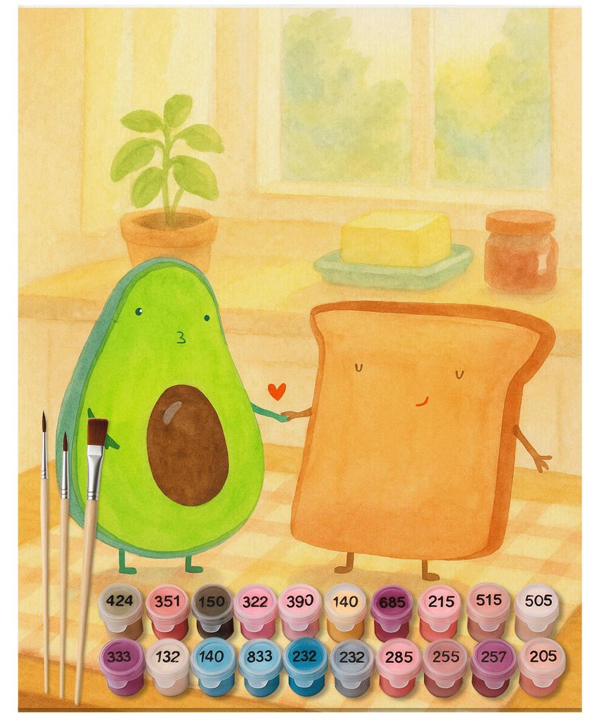 Mr. & Mrs. Panda Malen nach Zahlen Avocado Toast Design 40 x 50 cm Ohne Rahmen - Weiß - Geschenk, DIY, Freundin, Liebe, Hochzeit, kreativ set, Zah...
